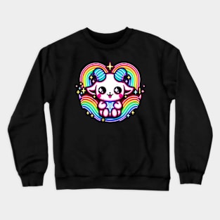 Baby Baphomet Neon Rainbow Kawaii Creepy Cute Occult Crewneck Sweatshirt